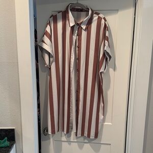 Striped Brown and White Men's Shirt